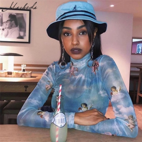 ⚠️LAST1👼🏻Mesh “Cupid’s in the Sky”Longsleeve top - Picture 2 of 8